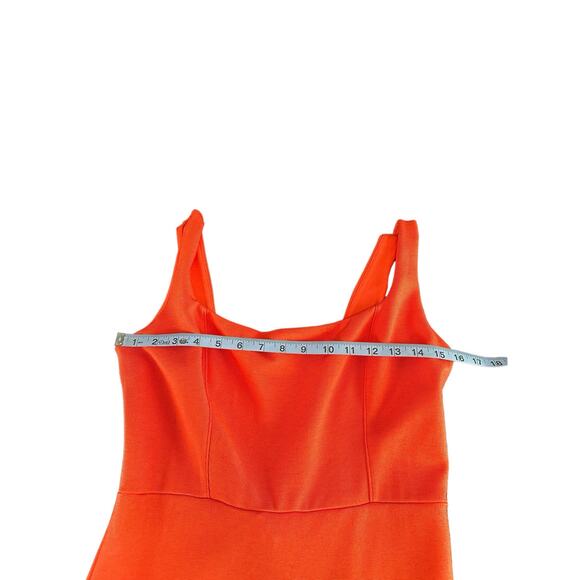 Anthropologie Dress Orange‎ Rich Girl Sleeveless Square Neck Slim Midi Medium - Picture 9 of 11